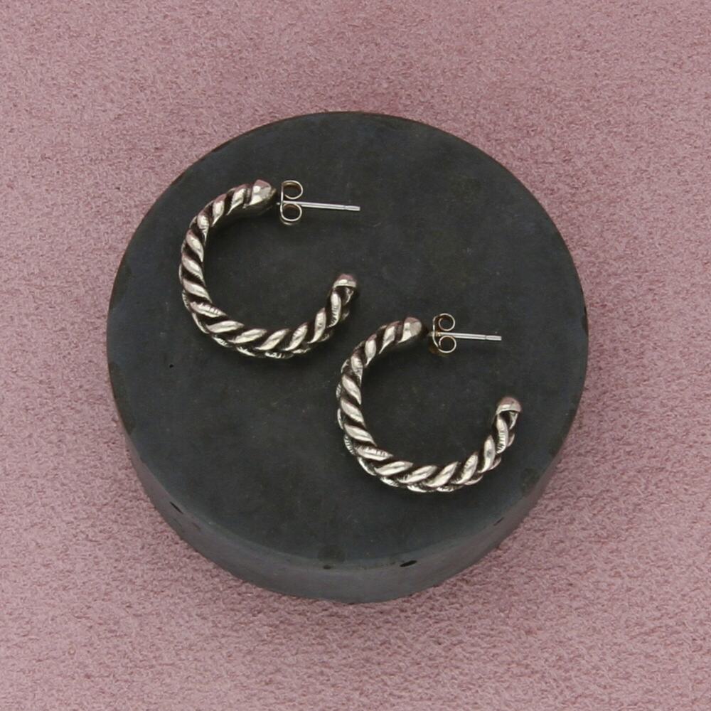 sterling silver vintage braided half hoop earrings